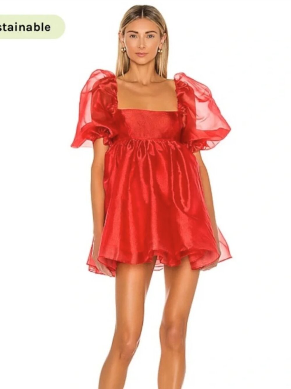 RED SELKIE PUFF DRESS Size L